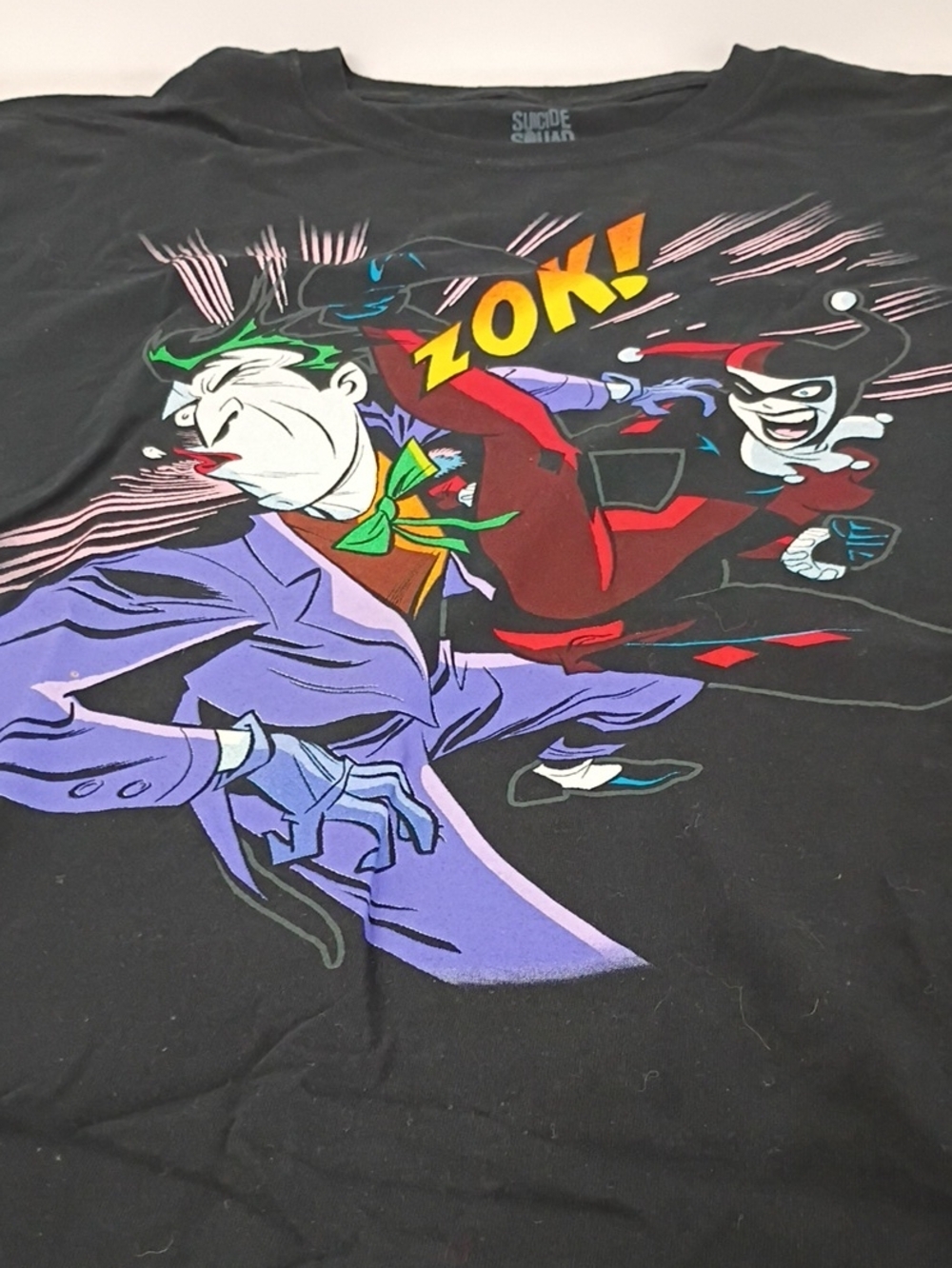 Black Graphic Tee with Joker & Harley Design
